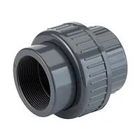 Plain to threaded PVC-U union with o-ring, 16 Bar.