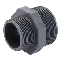 PVC-U threaded reducing nipple with a 16 Bar pressure rating.