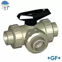 PP-H 3-Way ball valve type 543, rated for 10 Bar.