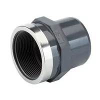 PVC-U threaded adaptor with reinforced Rp female thread, 16 Bar.
