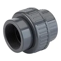 Plain to threaded PVC-U union with o-ring, 16 Bar.