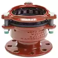 Red cast iron reduced flange adaptor restraint.