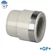 GF+ PP-H metric reducing bush with a reinforced Rp internal thread, 16 Bar.
