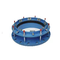 Big size blue restrained flange adaptor for PE/PVC pipe, rated PN 10/16.