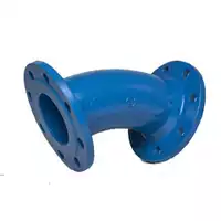 Blue 45-degree double flanged pipe bend.