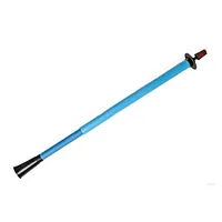 Long blue telescope casing with a black flared end.