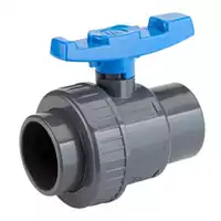 PVC-U single union ball valve with solvent cement sockets, 16 Bar.