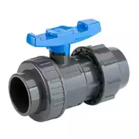 PVC-U ball valve with compression fittings, 16 Bar.