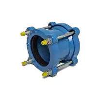 Blue cast iron universal pipe coupling, 16 Bar pressure rating.