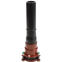 Cast iron wide range PE adaptor restraint, 16 Bar, with black PE pipe spigot.