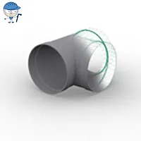 Grey 90-degree PVC-U vent tee with mesh screen.