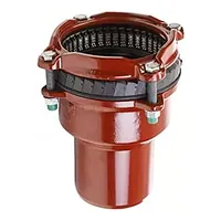 Red cast iron wide range reduced spigot end restraint for 16 Bar pipes.
