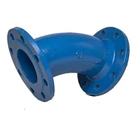 Blue 45-degree double flanged pipe bend.