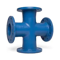 Blue coated ductile iron all flanged reduced cross PN16 for pipelines
