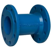 Blue double flanged pipe with a 600mm length.