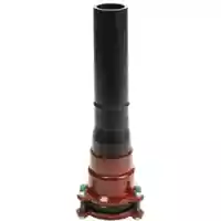 Cast iron wide range PE adaptor restraint, 16 Bar, with black PE pipe spigot.