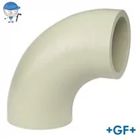 Georg Fischer PP-H 90° standard bend pipe fitting, SDR17.6, 10 Bar.