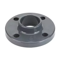 PVC-U fixed flange for industrial piping, durable grey plastic solvent cement socket flange for pressure systems.