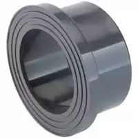 Serrated PVC-U flange adaptor for industrial piping systems, durable grey plastic stub end fitting for secure connections.