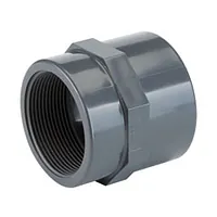 Grey PVC-U plain to Rp threaded socket adapter, 16 Bar.