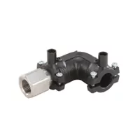 Transition 90° elbow in PE100 polyethylene and stainless steel with a female threaded inlet, 16 Bar.