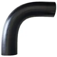 Black 90-degree PEHD polyethylene pipe bend, 16 Bar.