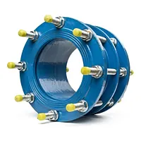 Blue flanged PN10 dismantling joint for pipe systems.