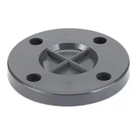 PVC-U blind flange for industrial piping, durable grey plastic pipe blanking plate for sealing pressure system ends.