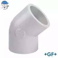 GF+ 45° PP-H elbow pipe fitting, S8.3/SDR17.6, 10 Bar.