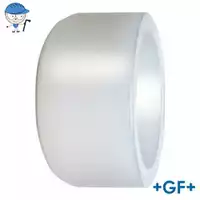 Standard PVDF pipe end cap with a 16 Bar pressure rating.