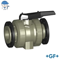 PP-H ball valve type 546 with backing flanges, 10 Bar rating.
