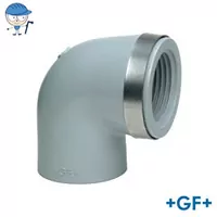 90° metric PVC-C bend with a reinforced thread, 16 Bar.