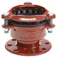 Red cast iron reduced flange adaptor restraint.