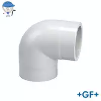 White PP-H 90-degree standard elbow S5/SDR11, 10 Bar.