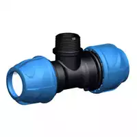 Polypropylene 90° tee with threaded male off-take - 16 Bar.