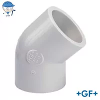 GF+ 45° PP-H elbow pipe fitting, S8.3/SDR17.6, 10 Bar.