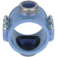 Polypropylene double clamp saddle 664 with a stainless steel reinforcing ring.