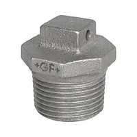 Malleable cast iron plug with hole in square head