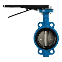 16 Bar cast iron butterfly valve VBSS with a black lever handle.