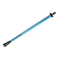 Long blue telescope casing with a black flared end.