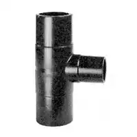 Reduced PEHD tee 90° SDR17 pipe fitting, 10 Bar, with long spigot ends.