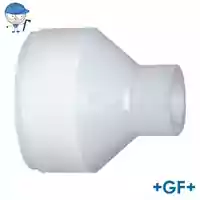 White PVDF standard reducing bush, 16 Bar.