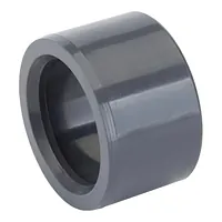 PVC-U reducing bush for industrial piping, durable grey plastic short reducer fitting for pressure systems.