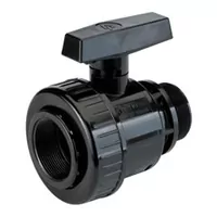PVC-U single union ball valve with female threaded socket and male thread, 16 Bar.