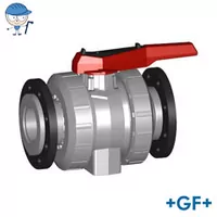 PVC-C ball valve Type 546 with backing flanges, 16 Bar.