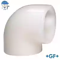 Standard 90-degree PVDF elbow fitting, 16 Bar.