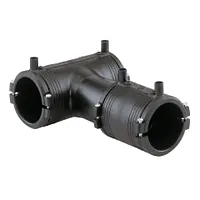 PE100 electrofusion equal tee fitting in black polyethylene, 16 Bar.