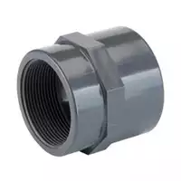 Grey PVC-U plain to Rp threaded socket adapter, 16 Bar.