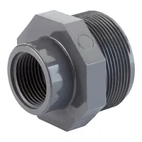 PVC-U threaded reducer pipe fitting, 16 Bar pressure rating.