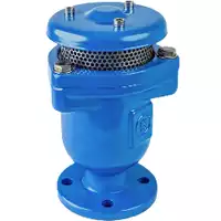Blue cast iron single ball air valve for 10/16 Bar pressure systems.